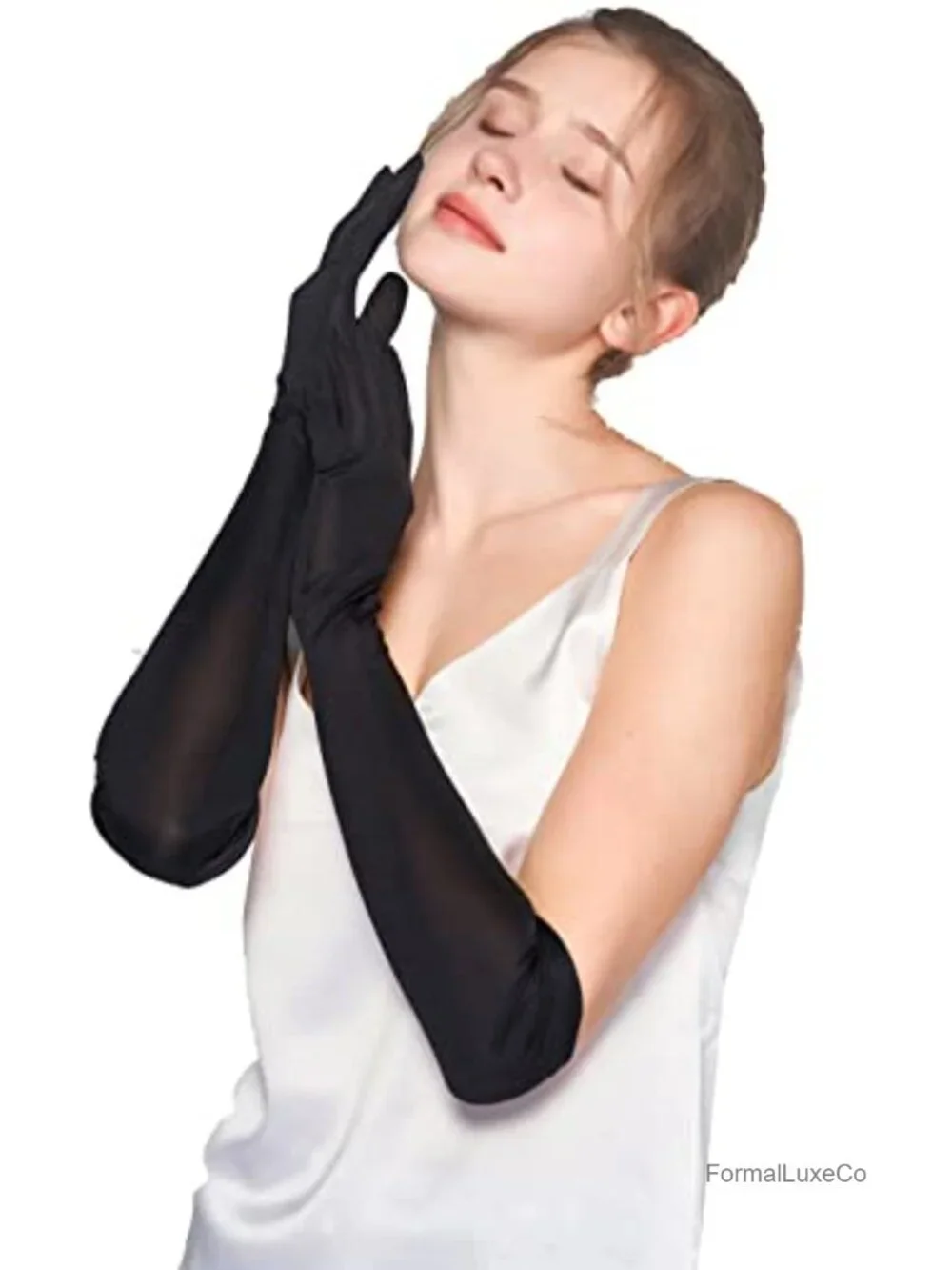 100% Mulberry Silk Long Gloves Elbow Length Opera Evening Party UV Protection